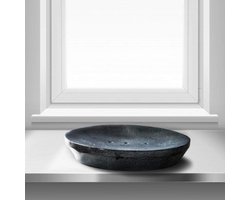 Handgemaakte Indiase stenen zeepbakje Grijze badkameraccessoires voor wastafel, bad en douche 12x10cm
