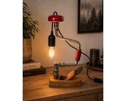 Handgemaakte Industriële Tafellamp – Vintage Gereedschap Design – 43x23 cm – Unieke Woondecoratie