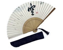 Handgemaakte Japanse Linnen Waaier zonder Merk - 22x40cm