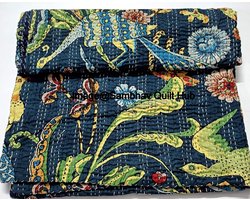 Handgemaakte Katoenen Kantha Quilt met Dierenprint - Boho Sprei en Gooi Deken