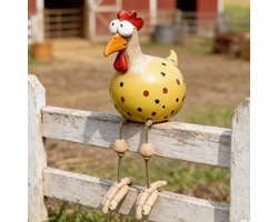 Handgemaakte keramische kip tuinfiguur, decoratieve tuinversiering, schattige kip voor buiten, unieke tuinaccessoires, kleurrijke tuindecoratie