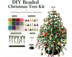 Handgemaakte kralenset-Zelfgemaakte kerstboom-Zelf kralen maken -Verbeter je handvaardigheid -Mini kralen kerstboom-Perfect voor beginners en hobbyisten -Geschikt voor woonkamers, slaapkamers, kantoren, bureaus, eettafels en verjaardagsfeestjes