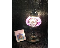 Handgemaakte lamp - mozaïek tafellamp paars - 1 stuk - 100% uniek en veilig