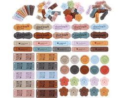 Handgemaakte lederen etiketten om aan te naaien - 50 stuks met liefdeshart - Microvezel labels - DIY hoeden en kleding