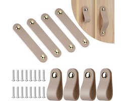 Handgemaakte Leren Meubelhendels - 8 Stuks Vintage Knoppen voor Keuken, Kast en Badkamer