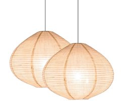 Handgemaakte linnen hanglamp 40 cm, minimalistisch design, voor woonkamer, slaapkamer, eetkamer, kantoor, set van 2