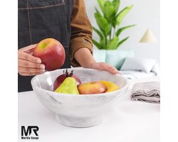 Handgemaakte Marmeren Fruitschaal 25,4 cm - Decoratieve Serveerschaal voor Keuken en Woondecoratie