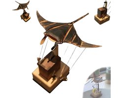 Handgemaakte Mechanische Manta Ray Automaton, Houten Kinetische Sculptuur voor Decoratie en Creatieve Interieurinrichting.