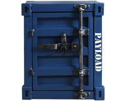 Handgemaakte Metalen Kunst nachtkastje- bijzondere nachtkastje-Container industriële nachtkastje - opbergplank met metalen frame- blauw