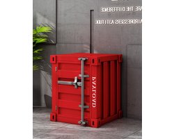 Handgemaakte Metalen Kunst nachtkastje- bijzondere nachtkastje-Container industriële nachtkastje - opbergplank met metalen frame- rood -uniek kerstcadeau
