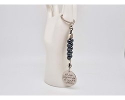 Handgemaakte Natuurstenen Sleutelhanger "Hematiet "- Met metaal hanger - "subhan allah" - 8 mm diameter van de korrel- Mooie accessoire en decoratie voor de auto-Vaderdag Cadeau -Moderdag Cadeau - Cadeau vrienden