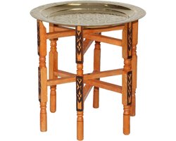 Handgemaakte Oosterse Bijzettafel met Messing Tafelblad Ø 50 cm