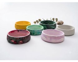 Handgemaakte Ronde Betonnen Decoratieschaal - Marmerlook & Effen Kleuren - Sieradenschaal / Kaarsenplateau - Cadeau - Set van 5