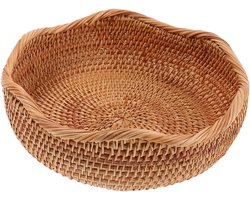 Handgemaakte ronde opbergmand van rotan voor brood en fruit, ideaal voor keukenorganisatie en decoratie