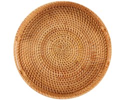 Handgemaakte Ronde Rotan Schaal met Handgrepen