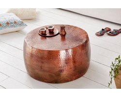 Handgemaakte salontafel ORIENT III 60cm koper gevlamd hamerslag design