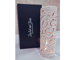 Handgemaakte Smile Grote Steenen Kaarsenhouder & LED Lantaarn 2-in-1 – Inclusief Cadeaubox, LED Kaars Met Batterijen & Lege Berichtkaart – Unieke Centrumdecoratie & Cadeauidee