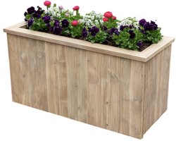 Handgemaakte Steigerhouten plantenbak - Bloemenbak 140x 45 x 80cm - Plantenbak voor tuin - Terras - Balkon - buiten - Luxe bloempot - Naturel