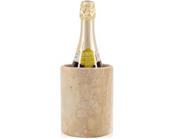 Handgemaakte Travertijn Marmeren Wijnkoeler - 6,5 Inch Flessenkoeler voor Wijn en Champagne