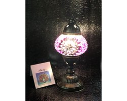 Handgemaakte Turkse sfeerlamp paars met Mozaïek nachtlamp Oosterse Sprookjes tafellamp