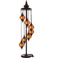 Handgemaakte Turkse staande lamp 7 bollen rood - Handgemaakte Turkse vloerlamp 7 bollen rood - Handgemaakte Oosterse staande lamp 7 bollen rood