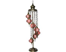 Handgemaakte Turkse staande lamp 7 bollen rood - Handgemaakte Turkse vloerlamp 7 bollen rood - Handgemaakte Oosterse staande lamp 7 bollen rood