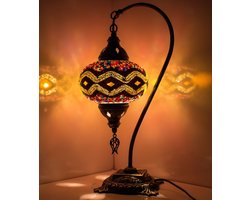 Handgemaakte Turkse tafellamp boogmodel multicolour - Handgemaakte Oosterse tafellamp boogmodel multicolour