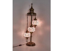 Handgemaakte Turkse vloerlamp roze 3 bollen - Handgemaakte Oosterse vloerlamp roze 3 bollen - Turkse vloerlamp - Mozaïek vloerlamp - Marokkaanse vloerlamp