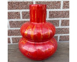 Handgemaakte Vaas 'Frost' - Rood/oranje met goud