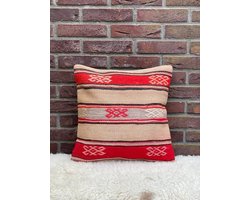 Handgemaakte Vintage Kussenhoezen 40x40 cm - Warme Sfeer voor Thuis - Authentieke stijl - %100 Wol