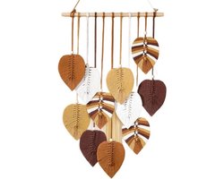 Handgemaakte Wanddecoratie in Boheemse Stijl, Met Bruin Katoenen Bladeren En Kwastjes. Verhoogt De Artistieke Uitstraling Van Uw Interieur, Geschikt Voor Slaapkamers, Woonkamers, Kinderkamers En Appartementen