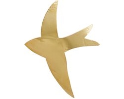 Handgemaakte wanddecoratie zwaluw - goudkleurig - messing - 15 cm