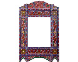Handgeschilderd houten spiegel frame - 116 x 68 cm - Handgemaakt - Zouak Arabische, bohemian stijl - rode vintage look - M06