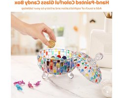 Handgeschilderde Glazen Snoepdoos met Deksel, Decoratieve Opbergpot voor Snoep, Sieraden en Snacks, Luxe Tafelaccessoire voor Koekjes, Noten en Chocolade