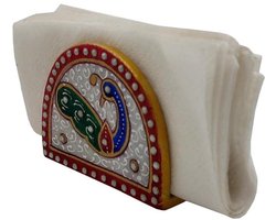 Handgeschilderde Indiase marmeren servethouder - uniek cadeau voor verhuizing (10567)