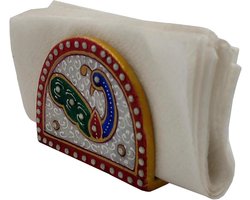 Handgeschilderde Indiase marmeren servethouder - uniek cadeau voor verhuizing (10567)
