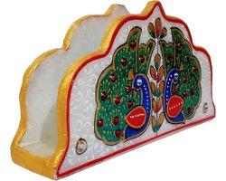 Handgeschilderde marmeren servethouder - Indiase cadeau-artikelen met de hand gemaakt