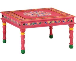 Handgeschilderde Salontafel van Massief Mangohout in Roze Tint