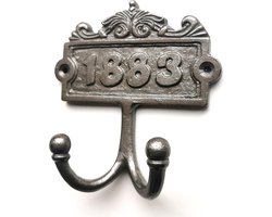 Handgesmede antieke kapstok van gietijzer met dubbele haak