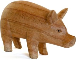Handgesneden Houten Varken Ornament - Dierenliefhebbers - Boerderijdieren - Varken Beeldje - Piggy Standbeeld - Unieke Decoratielijst