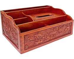 Handgesneden tissuebox van hout, multifunctionele opbergdoos, rode palissander gesneden tissuebox, multifunctionele kantoor-woonkamer papieren doos, Chinese retro mahonie geverfde woonkamer