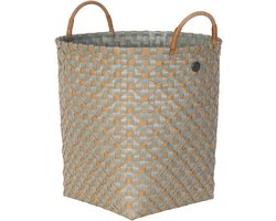 Handgevlochten duurzame opbergmand met hengsels - Opberger - Mand - Woonkamer - Kinderkamer - Badkamer - Decoratief - Handed By Ivy & Rose large- matcha green met ecru patroon
