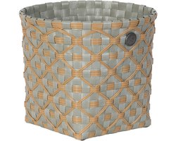 Handgevlochten duurzame opbergmand - Opberger - Klein - Mand - Woonkamer - Kinderkamer - Badkamer - Decoratief - Handed By Ivy & Rose small - matcha green met ecru patroon