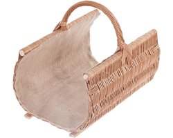 Handgevlochten Houten Mand Ovaal voor Open Haardhout Opslag