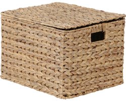Handgevlochten opbergbox van natuurlijk zeegras – met deksel, 45L organizer voor keuken, kast & badkamer
