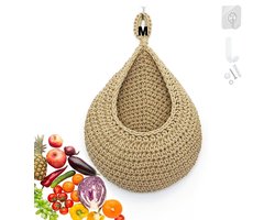 Handgeweven fruitmand - ademend ontwerp - 1 stuk - katoen - 24 x 31 cm