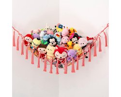 Handgeweven hangmat - 100*100*120 cm - Geweven opbergnet voor knuffels - Driehoekig net - Hoeknet - Opberghangmat - Geschikt voor hoeken - Geschikt voor babykamers en slaapkamers - Opbergnet voor speelgoed - Inclusief bevestigingsmateriaal