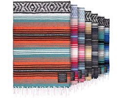 Handgeweven Mexicaanse Deken - Zachte Serape - Strand Camping Picknick - Duurzaam Gerecycled Materiaal - 178 x 127 cm - Mandarijn