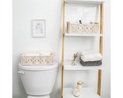 Handgeweven opbergmanden in Boheemse stijl, geschikt als aanrechtblad, toiletpothouder en kastopbergdoos, perfect voor slaapkamers, woonkamers en andere ruimtes in huis. Set van 2 - Grijs