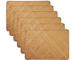 Handgeweven placemats - Natuurlijk zeegras - Set van 6 - 43x30cm